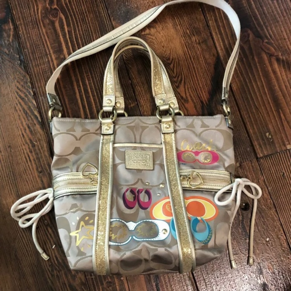 Coach Poppy Gold glitter with multi color